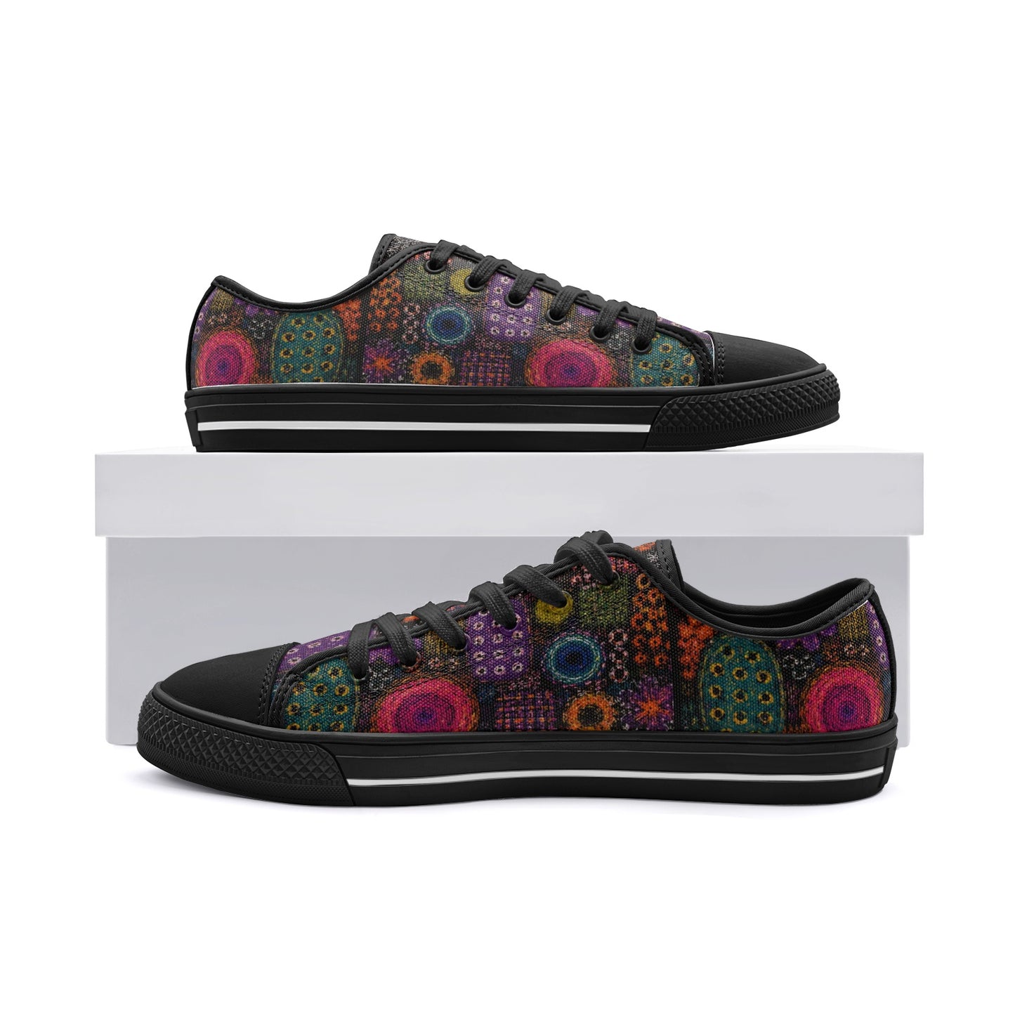 Boho Retro Art Low Top Canvas Shoes – Unisex
