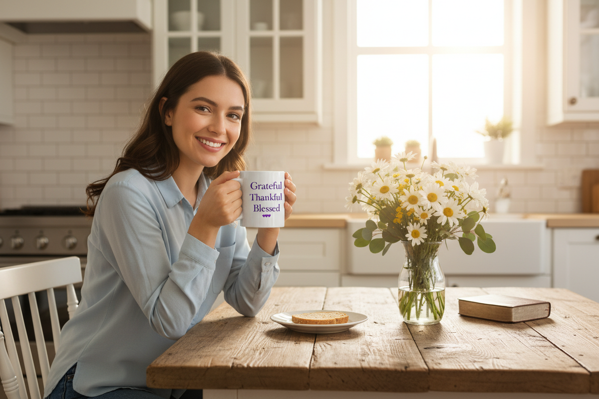 Grateful Thankful Blessed Mug Lifestyle