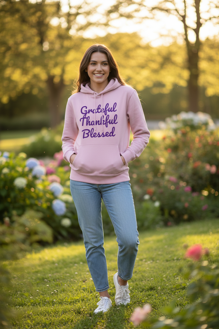 Grateful Thankful Blessed Women's Hoodie Lifestyle
