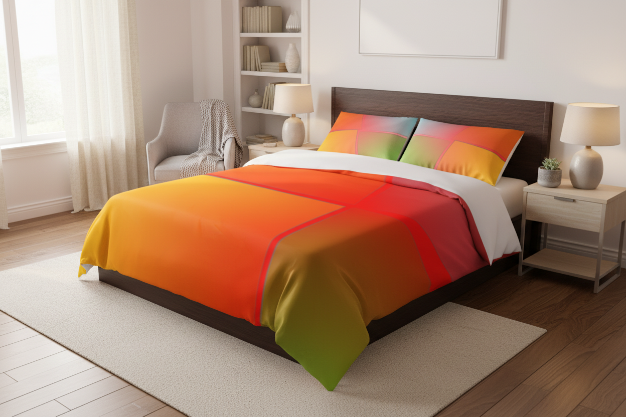 Microfiber Duvet Cover Orange styled bedroom lifestyle shot